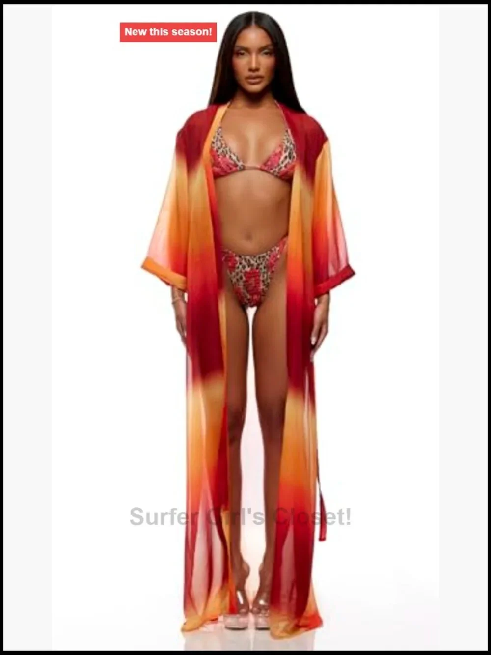 Polyester Mesh Pool Kimono Swim Cover Up Relaxed Fit